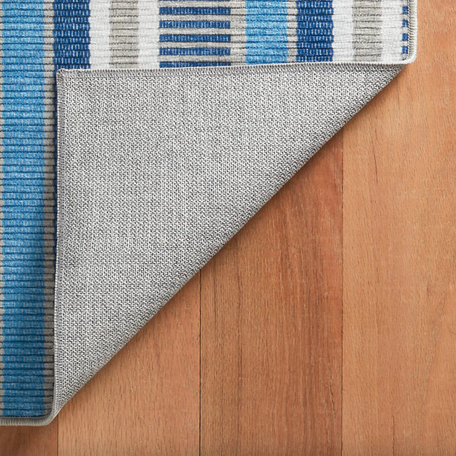 Always Greener Blue/Grey Machine Washable Rug WASHABLE