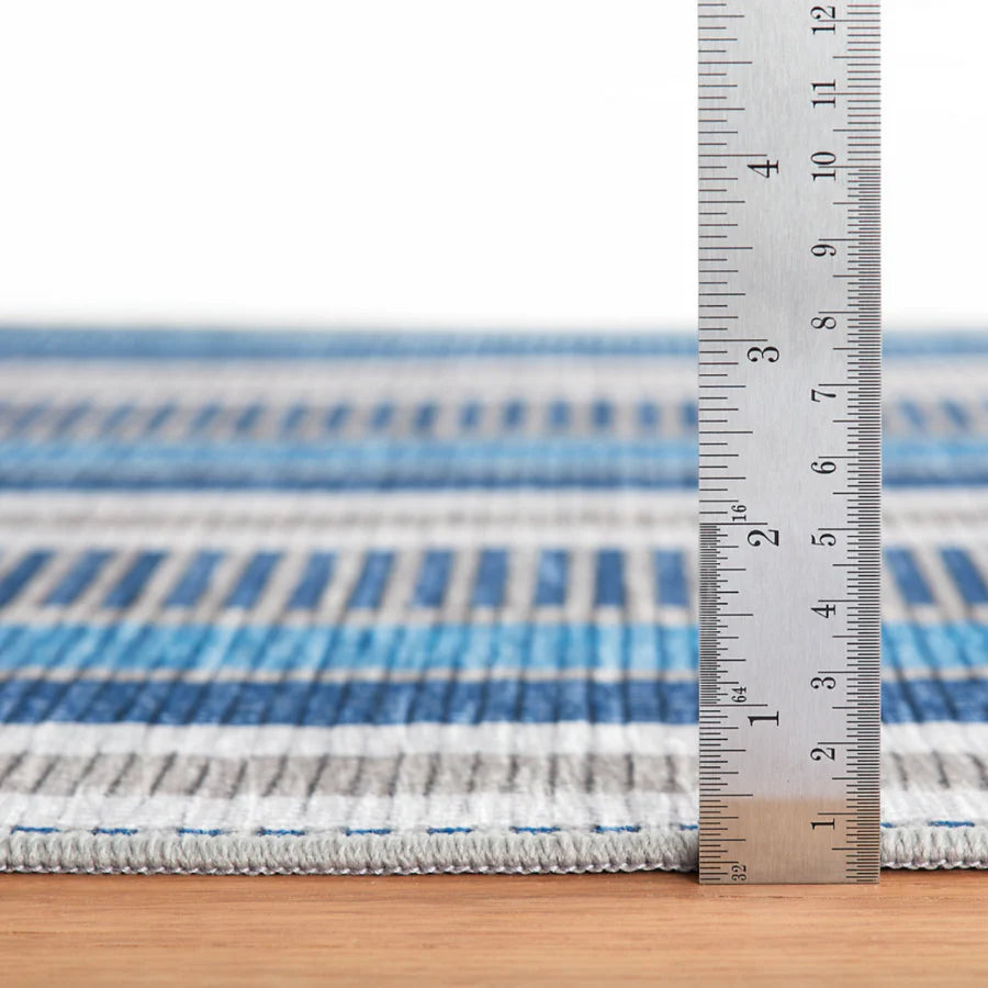 Always Greener Blue/Grey Machine Washable Rug WASHABLE
