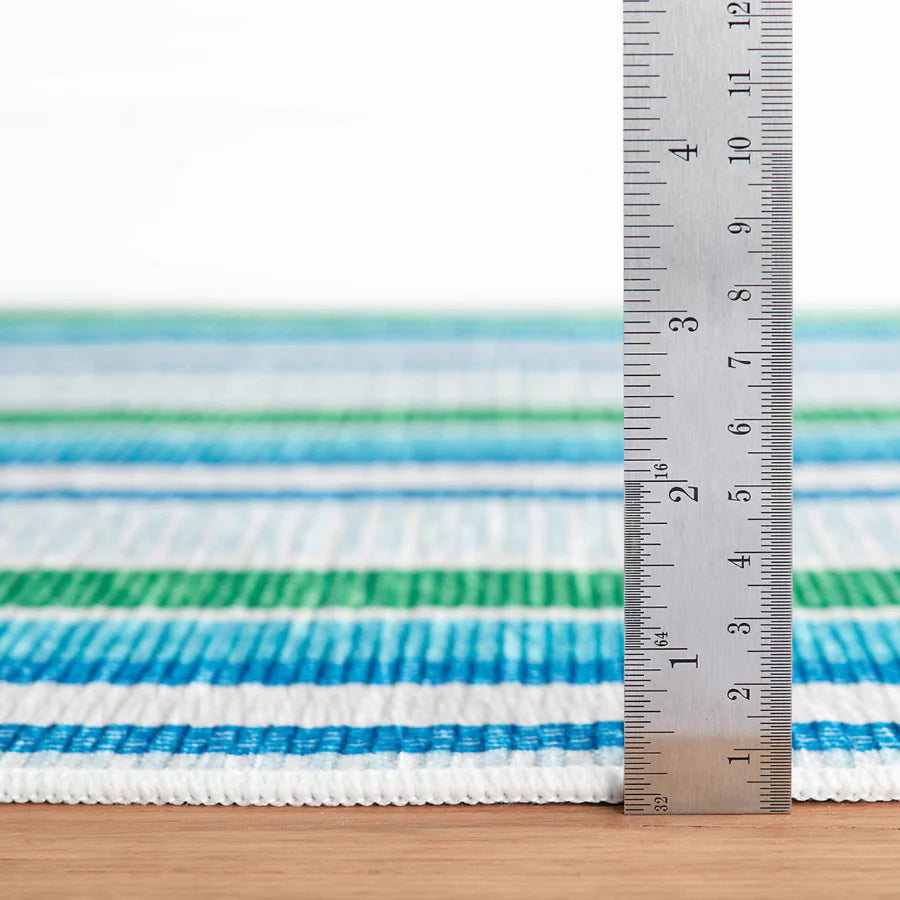 Always Greener Cobalt/Green Machine Washable Rug WASHABLE