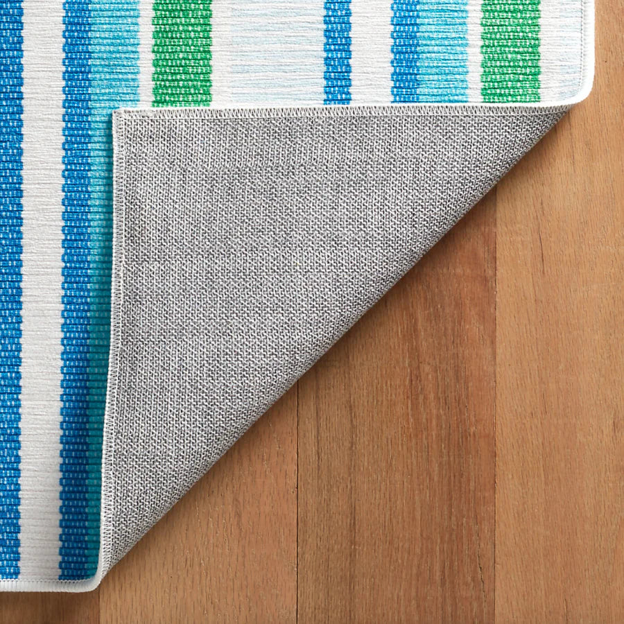 Always Greener Cobalt/Green Machine Washable Rug WASHABLE