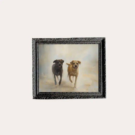 Antique Chien, French Black Mould Framed Art- 5x7 Framed Art