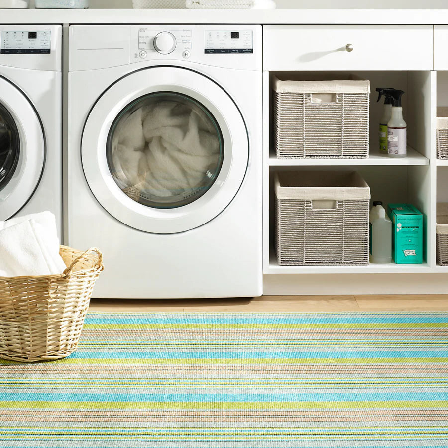 Aquinnah Ticking Multi Machine Washable Rug WASHABLE