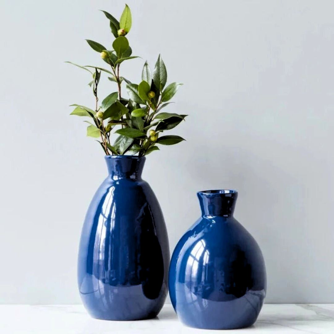 Artisanal Glass Vase - Navy Vases & Planters 