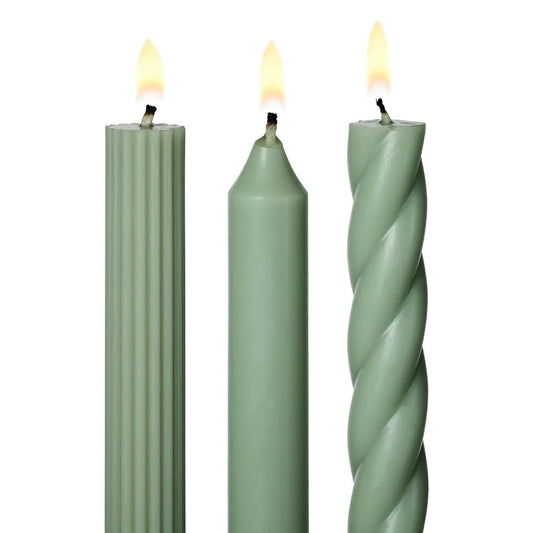 Assorted Sage Green Taper Candles & Home Fragrance