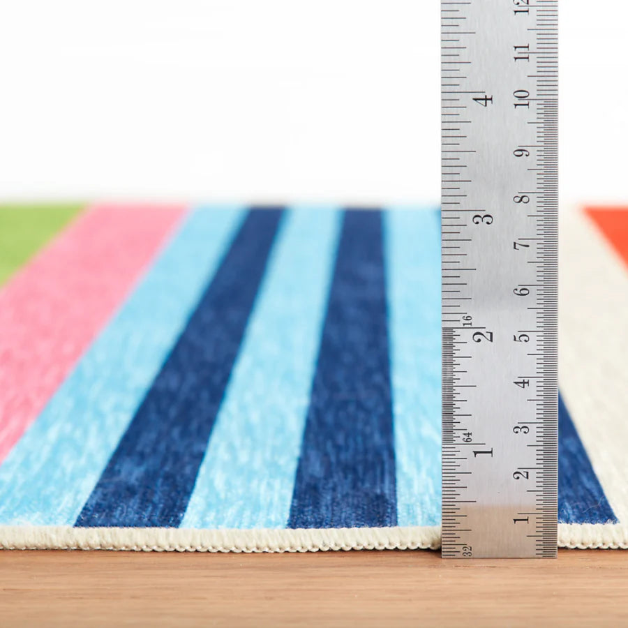 Beach Stripe Multi Machine Washable Rug WASHABLE
