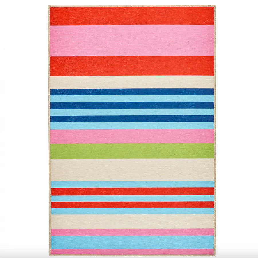 Beach Stripe Multi Machine Washable Rug WASHABLE