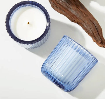 Beach Wood- Blue Glass Candle 8oz Candles & Home Fragrance