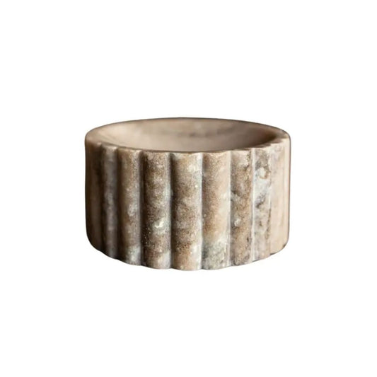 Beige Fluted Marble Dish Objects & Accents