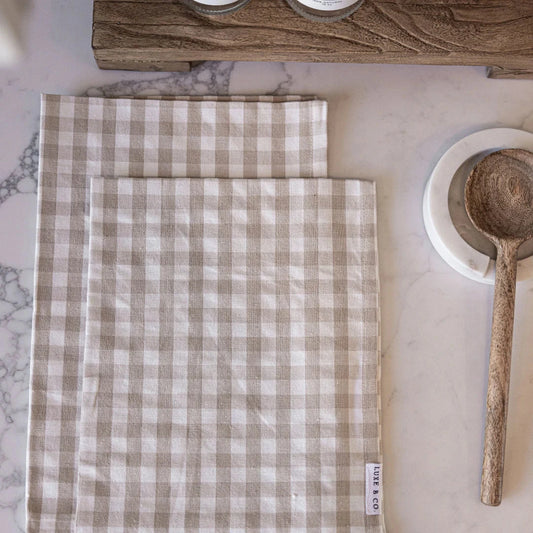 Beige Gingham Kitchen Dish Towel Kitchen