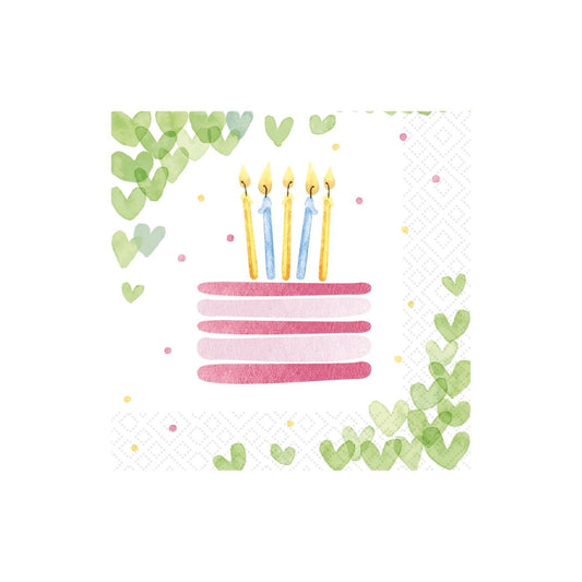 Birthday Hearts Luncheon Napkins Linens