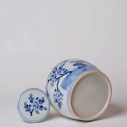 Blue and White Porcelain Pheasant and Flower Jar Vases, Planters & Jars