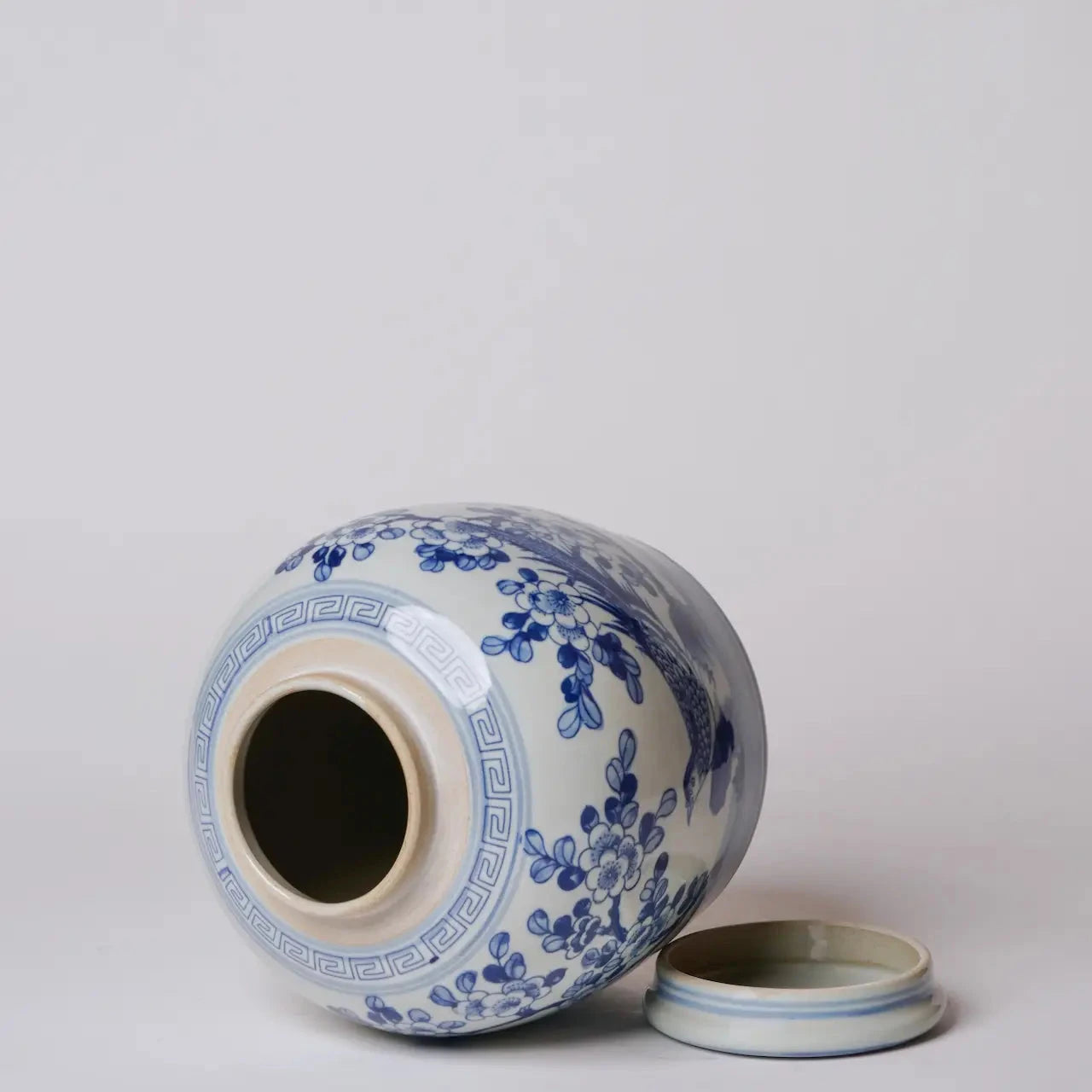 Blue and White Porcelain Pheasant and Flower Jar Vases, Planters & Jars