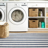 Blue Awning Stripe Machine Washable Rug WASHABLE
