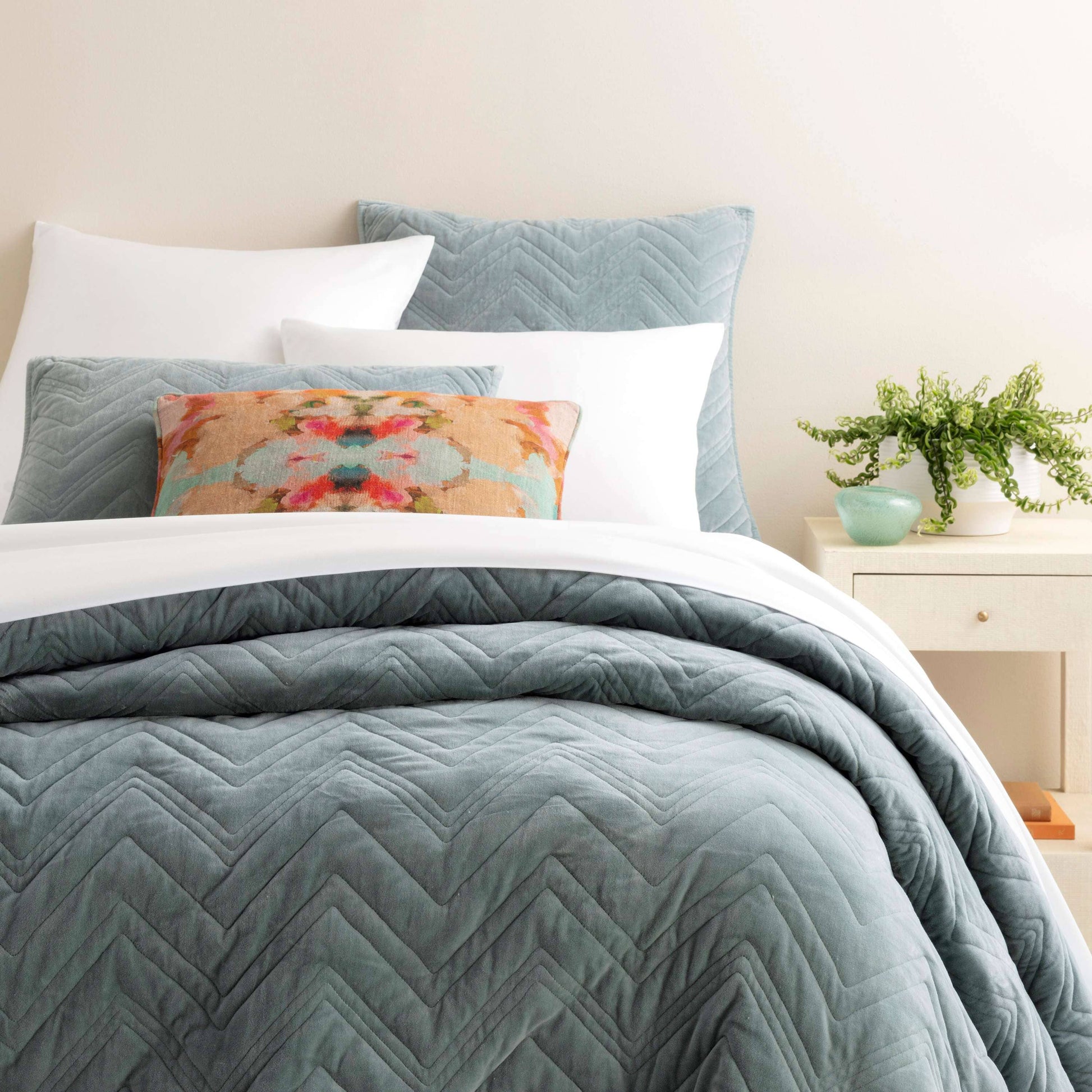 Brentwood Velvet Ocean Quilted Sham Shams & Pillowcases