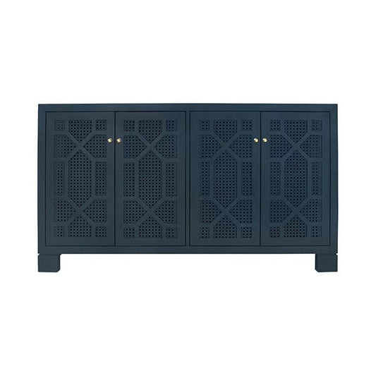 Claire Cabinet Cabinets & Chests Matte Navy Lacquer | Caning