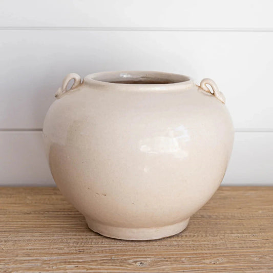 Cream Glazed Vintage Inspired Pot Objects & Accents