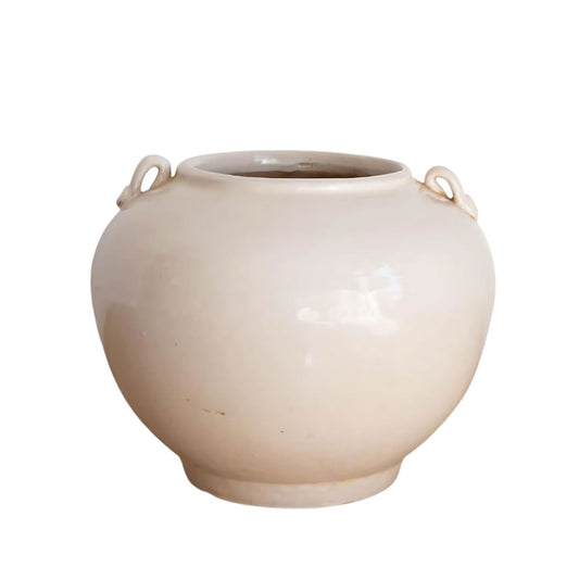 Cream Glazed Vintage Inspired Pot Objects & Accents
