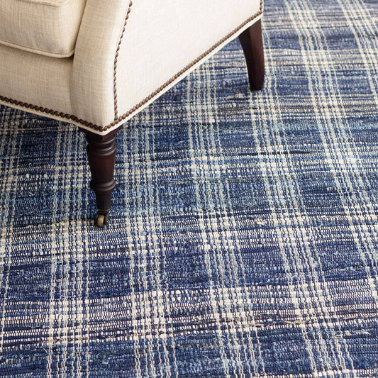Denim Plaid Handwoven Cotton Rug Rugs