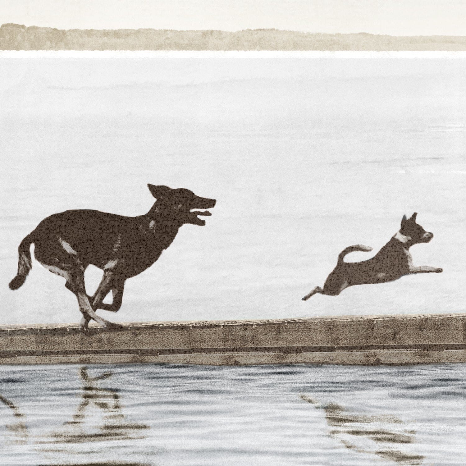 Dogs Day at the Cottage - Large Framed Art