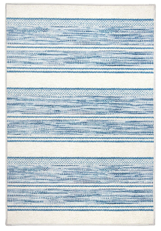 Ellington Stripe Blue Machine Washable Rug Rugs