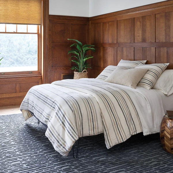 Ellison Stripe Linen Chenille Ivory Sham Shams & Pillowcases