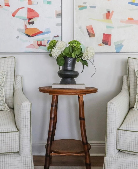 English Bamboo Side Table - Round Accent Tables