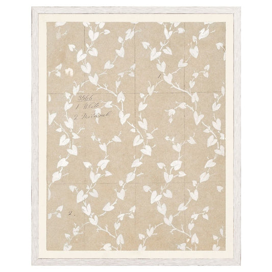 Floral Pattern on Parchment II Framed Art