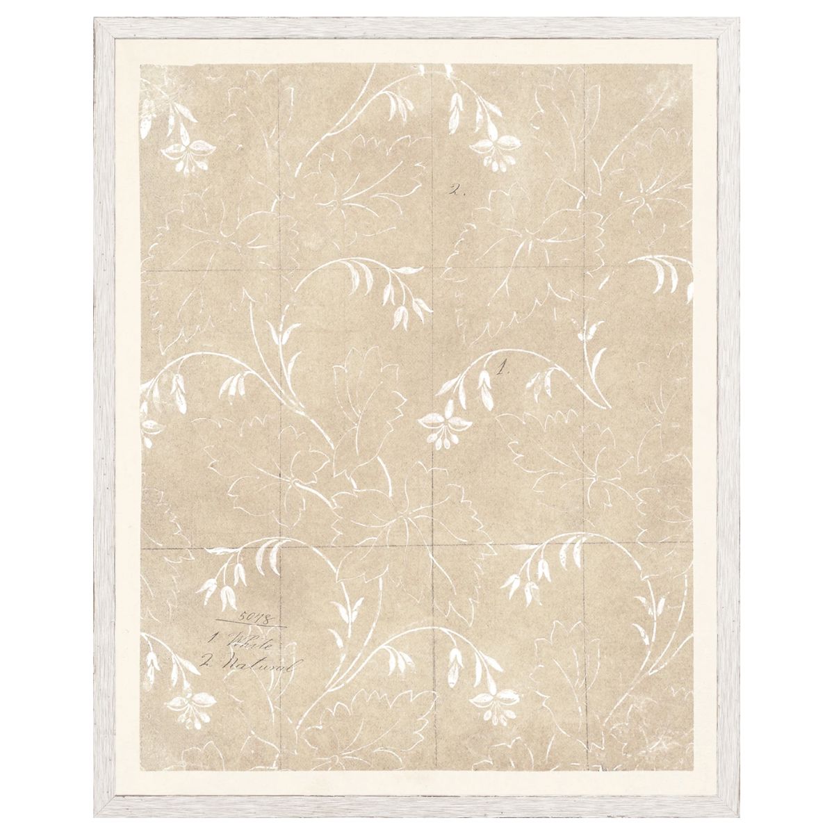 Floral Pattern on Parchment III Framed Art
