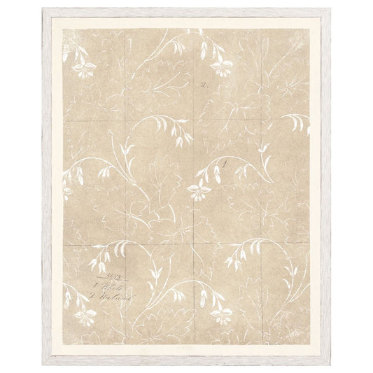 Floral Pattern on Parchment III Framed Art