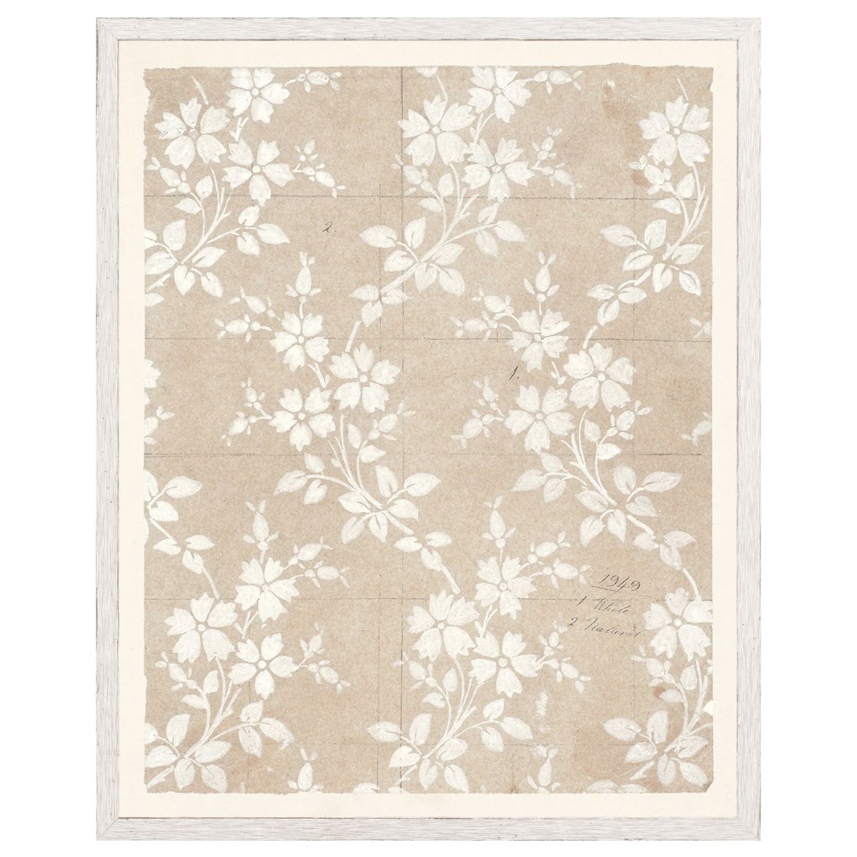 Floral Pattern on Parchment IV Framed Art