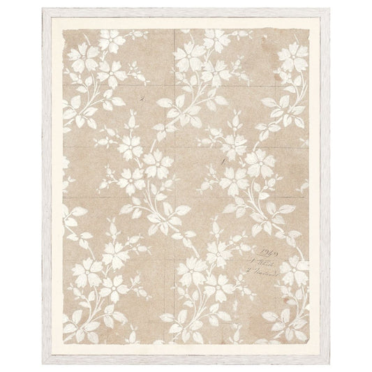 Floral Pattern on Parchment IV Framed Art
