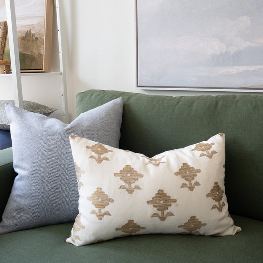 French Blue Herringbone Pillow - 20" Pillows