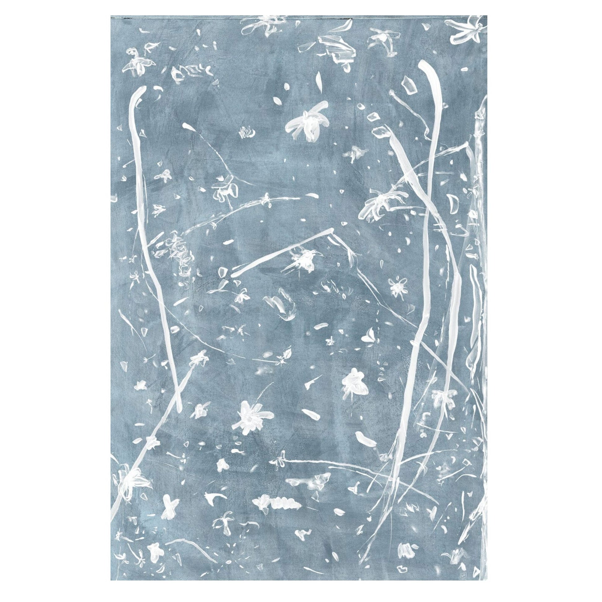 Frond Gestures I- Canvas Framed Art Powder Blue