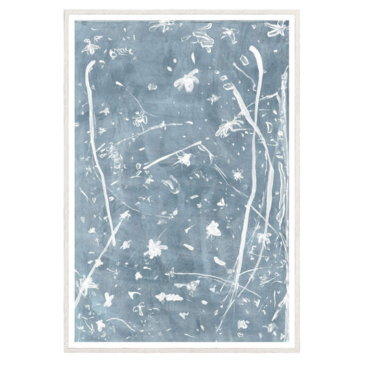 Frond Gestures I- Large Glass Framed Framed Art Powder Blue