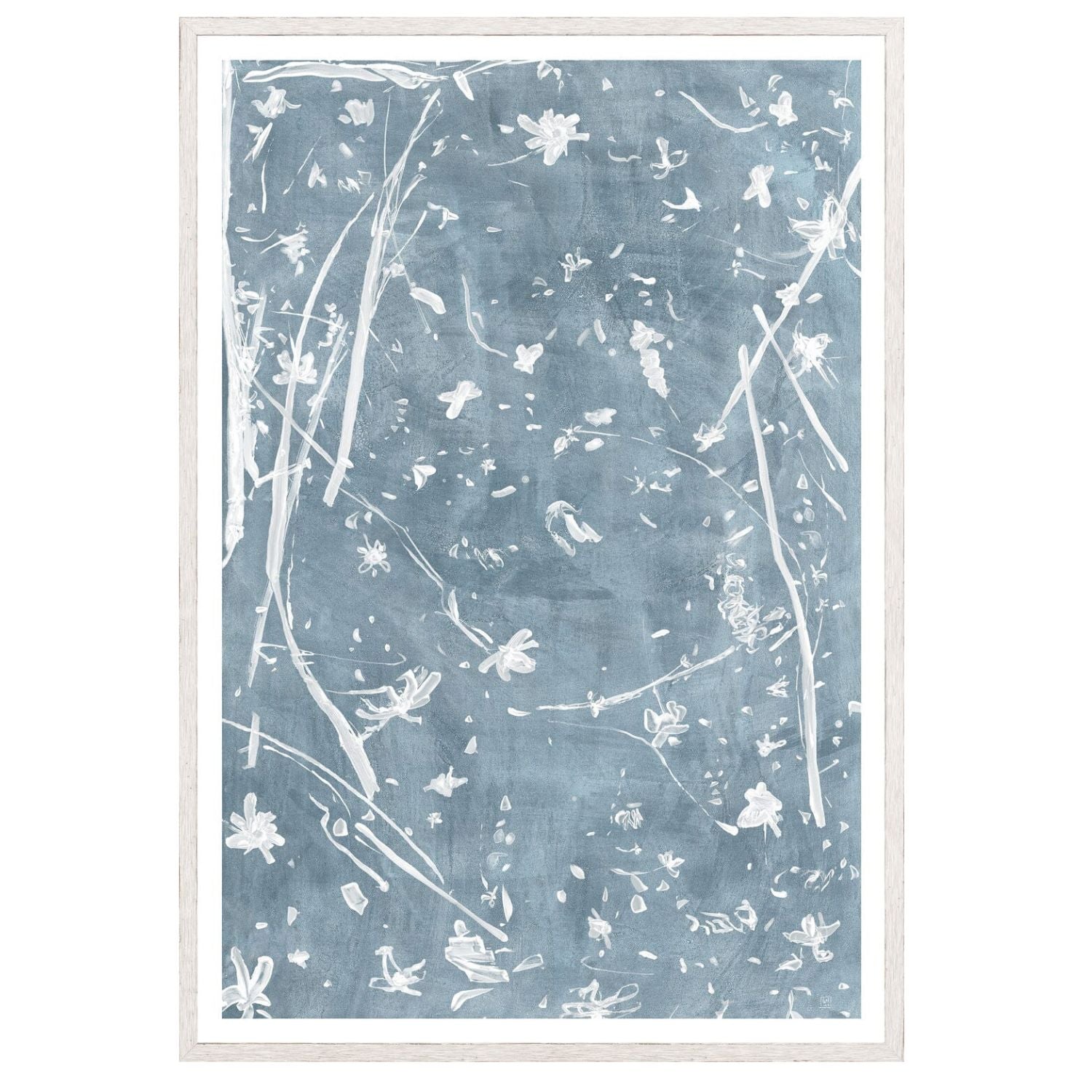 Frond Gestures II- Glass Framed, Small Framed Art Powder Blue