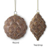Glittered Brown Quilted Glass Ornaments Objects & Accents