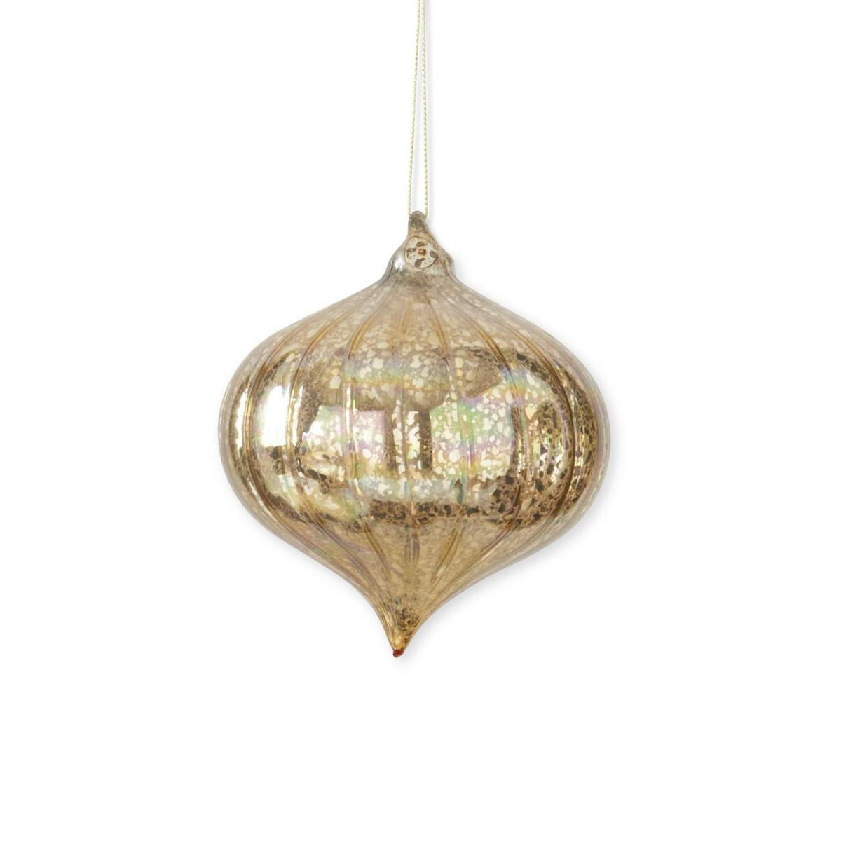 Gold Ribbed Mercury Glass Onion Ornament- 5" Objects & Accents