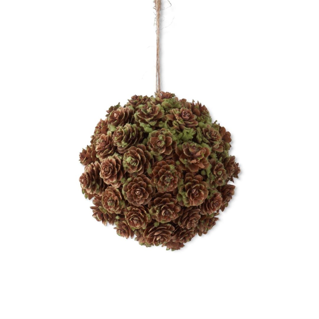 Green & Brown Mini Pinecone Ball- 5.25" Objects & Accents