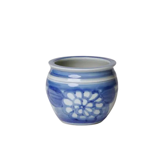 Hand Painted Floral Blue and White Porcelain Small Pot Vases, Planters & Jars