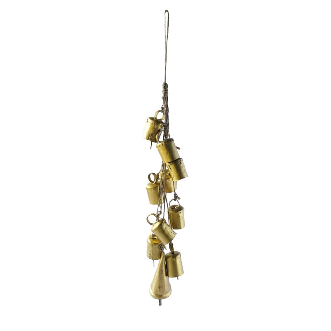 Hanging Metal Bells on Jute Rope Objects & Accents