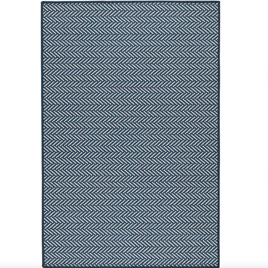 Herringbone Navy Machine Washable Rug WASHABLE