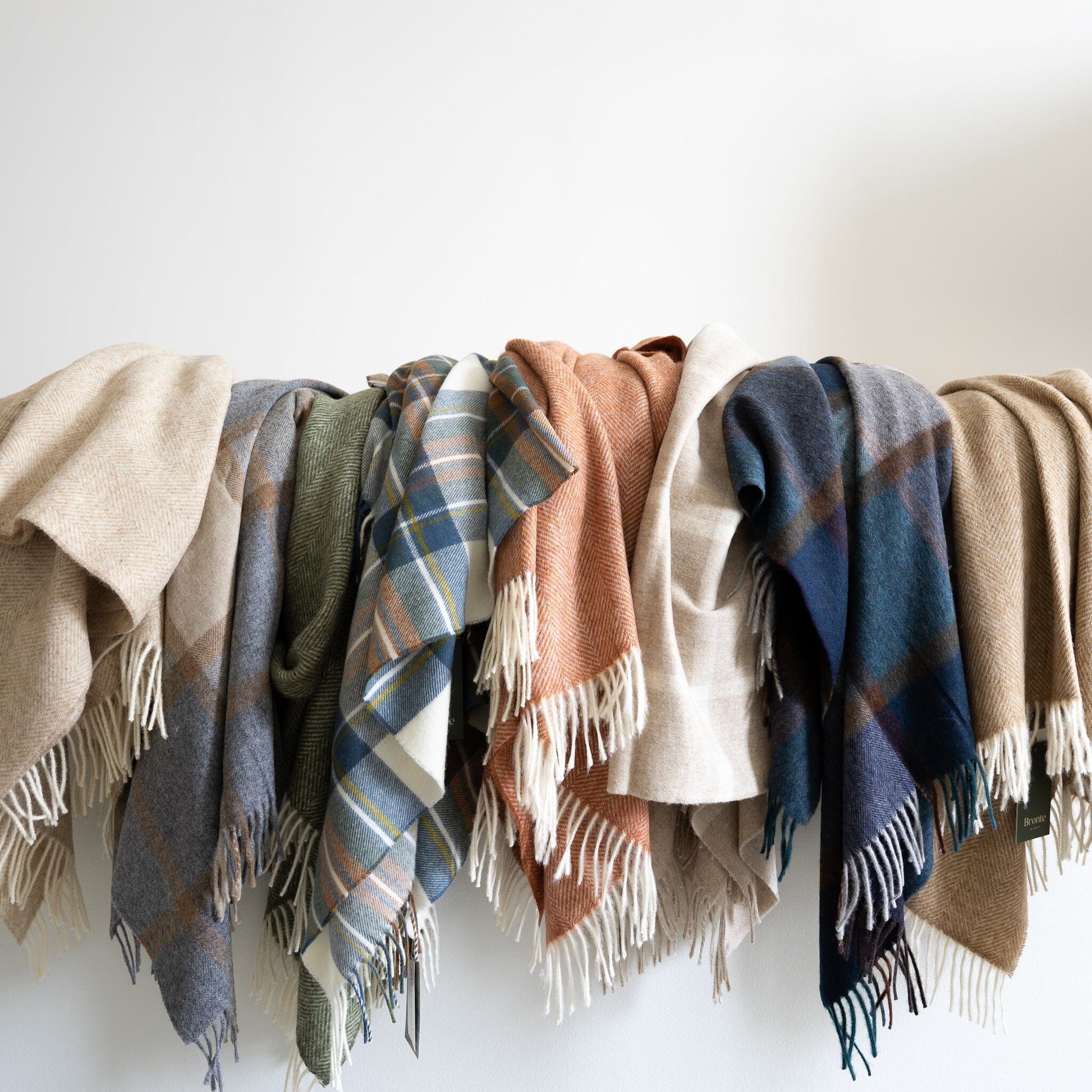 Herringbone Pure British Wool Throw - Green Throws