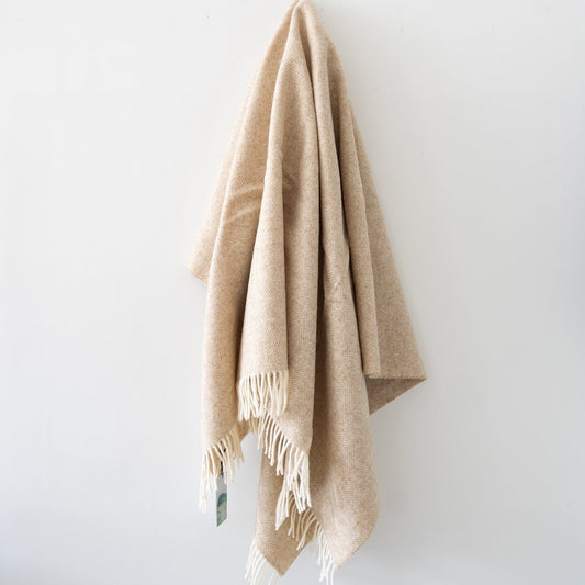 Herringbone Pure British Wool Throw - Natural Throws