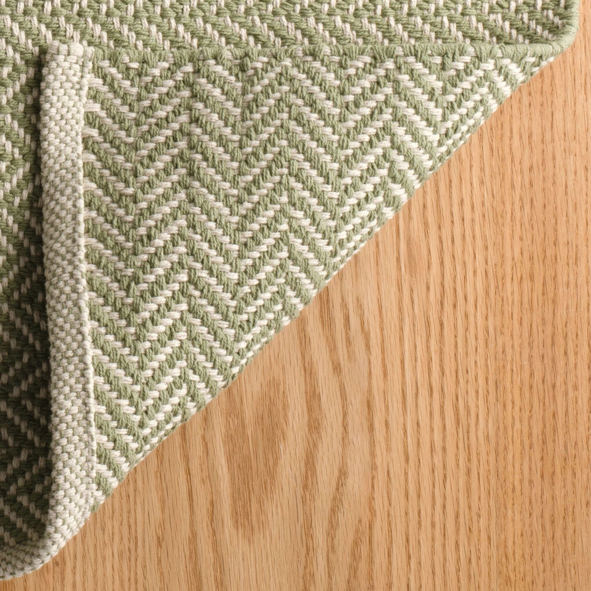 Herringbone Sage Handwoven Cotton Rug Rugs
