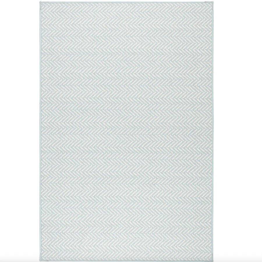 Herringbone Swedish Blue Machine Washable Rug WASHABLE