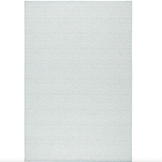 Herringbone Swedish Blue Machine Washable Rug WASHABLE