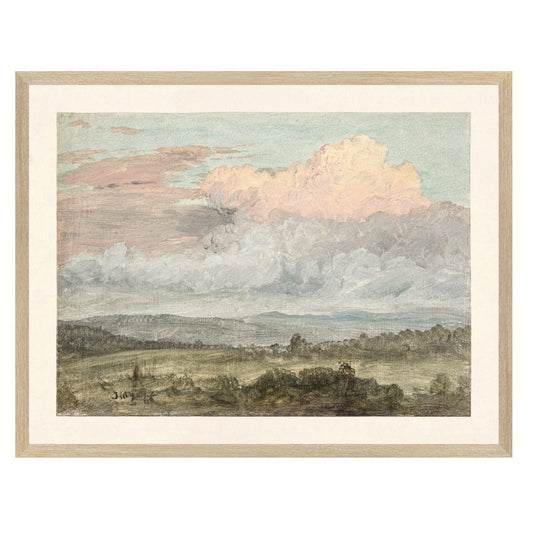 Hudson River School- Clouds, Hudson Valley C. 1870- Framed Glass Framed Art