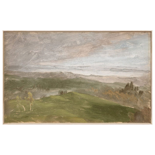 Hudson River School- Summer View, Hudson Valley 1870- Framed Canvas Framed Art