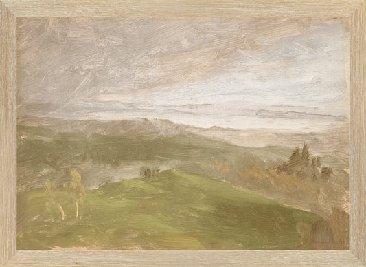 Hudson River School-Summer View, Hudson Valley C. 1870- Canvas on Board Framed Art