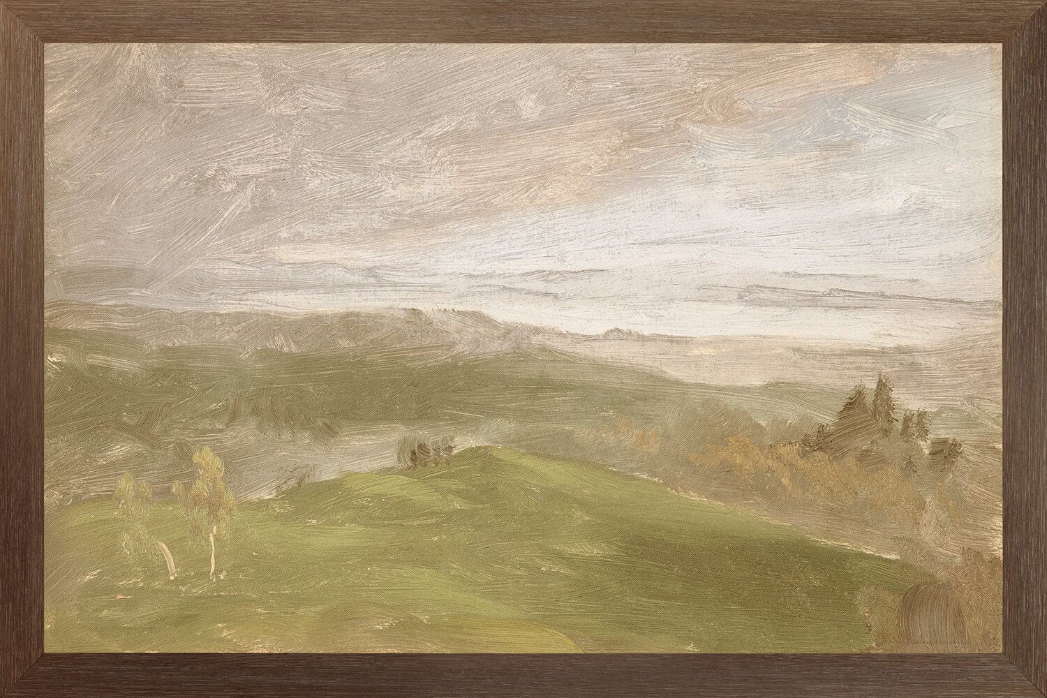 Hudson River School-Summer View, Hudson Valley C. 1870- Canvas on Board Framed Art